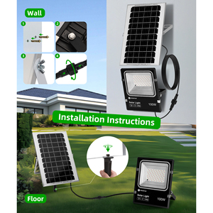 Aigostar 100W RGB solare all'aperto faretto 8000mAh batteria ad alta capacità grande pannello solare telecomando luci da giardino - Product Image 6