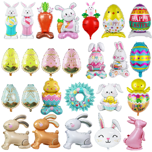 Joyeuses Pâques Base Debout Lapin Carotte Feuille Ballon Fête Célébration Décoration Fournitures Feuille D'aluminium Ballons De Pâques Jouets - Product Image 6