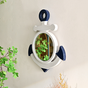 Unique Rustic Anchor Shape Eco-friendly 5.0mm Thick Wooden <b>Wall</b> <b>Mirror</b> Handmade Home Decor - Product Image 3