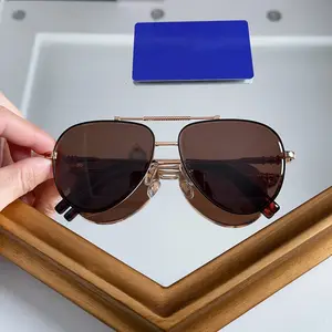 2024 nuevo estilo de diseñador de lujo gafas de sol de doble puente mujeres hombres gafas de sol de piloto de aviación de alta calidad