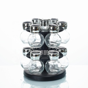 Nuovo Set di Barattoli in <span class=keywords><strong>Vetro</strong></span> Rotondi Multifunzione Riutilizzabili per <span class=keywords><strong>Spezie</strong></span> con Supporto per Contenitori Alimentari per Uso in Cucina, Logo Personalizzabile - Product Image 2