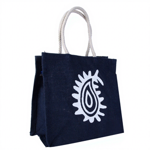 Most Selling Stylish <b>Canvas</b> <b>Tote</b> Bag with White Printed Pattern Rope Handles Minimalist Style for Shopping Available For Sale - Product Image 1