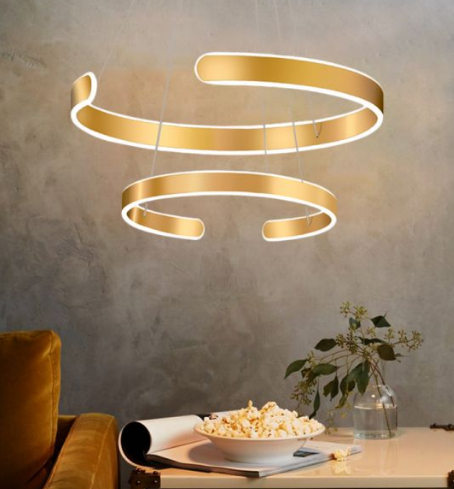 Living room indoor decorative stainless steel gold ring led modern pendant chandelier light