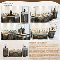 Ensemble de présentoirs pour bijouterie commerciale sur mesure, vitrine de présentation de bijoux en verre sur pied avec éclairage LED, armoire de présentation