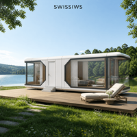Maison capsule spatiale préfabriquée de luxe, moderne, 2 chambres, maison modulaire compacte avec vue panoramique pour séjour et bureau en station balnéaire