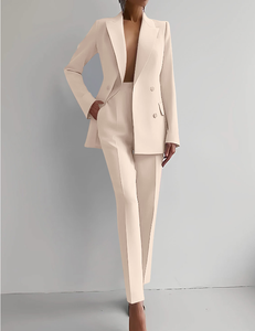 <span class=keywords><strong>Ensemble</strong></span> tailleur élégant et ajusté pour femme, collection 2026, veste croisée et pantalon deux pièces de haute qualité, style décontracté chic - Product Image 3
