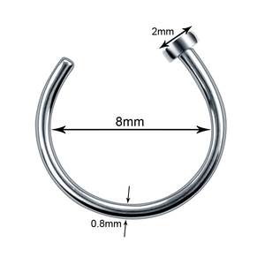 10 Uds 18G y 20G G23 titanio nariz aro tabique Piercing cartílago hélice pendientes Tragus anillo nariz anillo cuerpo joyería - Product Image 2