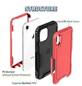 Per <span class=keywords><strong>iPhone</strong></span> <span class=keywords><strong>XR</strong></span> <span class=keywords><strong>Cover</strong></span> per cellulare 3 in1 PC + TPU materiale Anti-goccia custodia protettiva antiscivolo per cellulare - Product Image 6