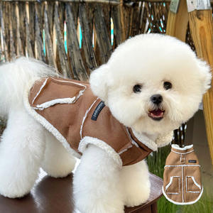 Vêtements pour animaux de compagnie de luxe de style britannique, <span class=keywords><strong>manteau</strong></span> pour petit <span class=keywords><strong>chien</strong></span> de race Pug, vente chaude, imprimé marron beige, vêtements pour animaux de compagnie mignons et design pour l'hiver - Product Image 3