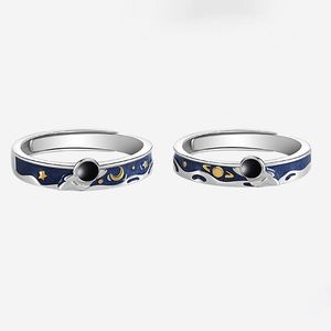 Latest Design Jewelry Astronaut <b>Couple</b> <b>Rings</b> a Pair Wedding Moonstone <b>Rings</b> Birthday Gift Astronaut Adjustable Gemstone <b>Ring</b> - Product Image 5