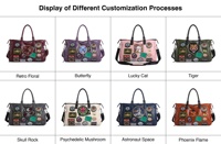 Sac de voyage en PU froissé avec patch brodé en chenille personnalisé, compartiment à chaussures séparé pour articles secs et humides, sac de week-end multifonctionnel