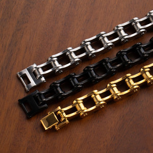 Bracelet chaîne de vélo tendance, style punk rock moto, en acier inoxydable, bijoux pour hommes - Product Image 2