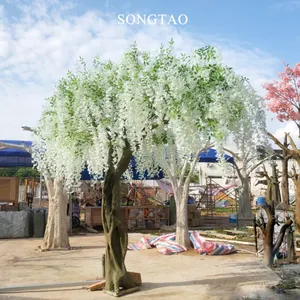 رومانسية الديكور شجرة زهر اصطناعية كبيرة ساكورا فروع أشجار الكرز الاصطناعية