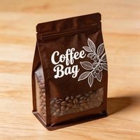 Sac d'emballage pour grains de café avec valve et fenêtre, sac en aluminium scellé, sac refermable réutilisable pour poudre et aliments