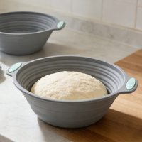 Bol de levée de pâte en silicone alimentaire pliable avec poignées antidérapantes pour la cuisson - Vente en gros
