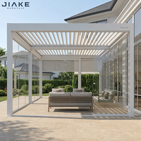 Pergola bioclimatique blanche JIAKE, pergola à lames motorisées en aluminium, murs en verre, résistante au vent, gazebo extérieur sur mesure