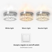 Plafonnier LED rond pour couloir, balcon, entrée, style moderne et simple, avec éléments en cristal