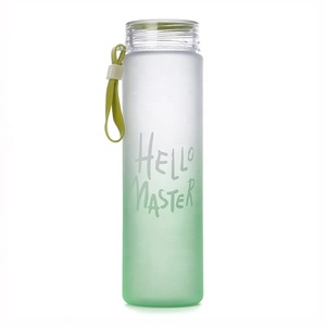 Bouteille d'eau en verre dépoli à large <span class=keywords><strong>bouche</strong></span> Hello Master avec logo personnalisé de 480ml avec manchon en néoprène - Product Image 2