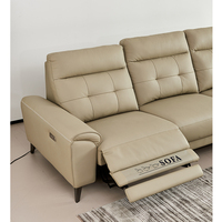 Salon moderne pour maison canapé-lit fonctionnel inclinable en forme de L 4 places ensemble de cuir grainé de style nordique en velours