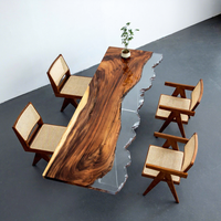 Table de salle à manger et de café minimaliste en forme de barre, en époxy et bois massif de noyer sud-américain, pour bureau et maison