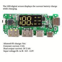 Module de charge pour batterie au lithium 18650 avec protection de circuit, double port USB 5V 2.4A Micro/Type-C, pour batterie externe mobile