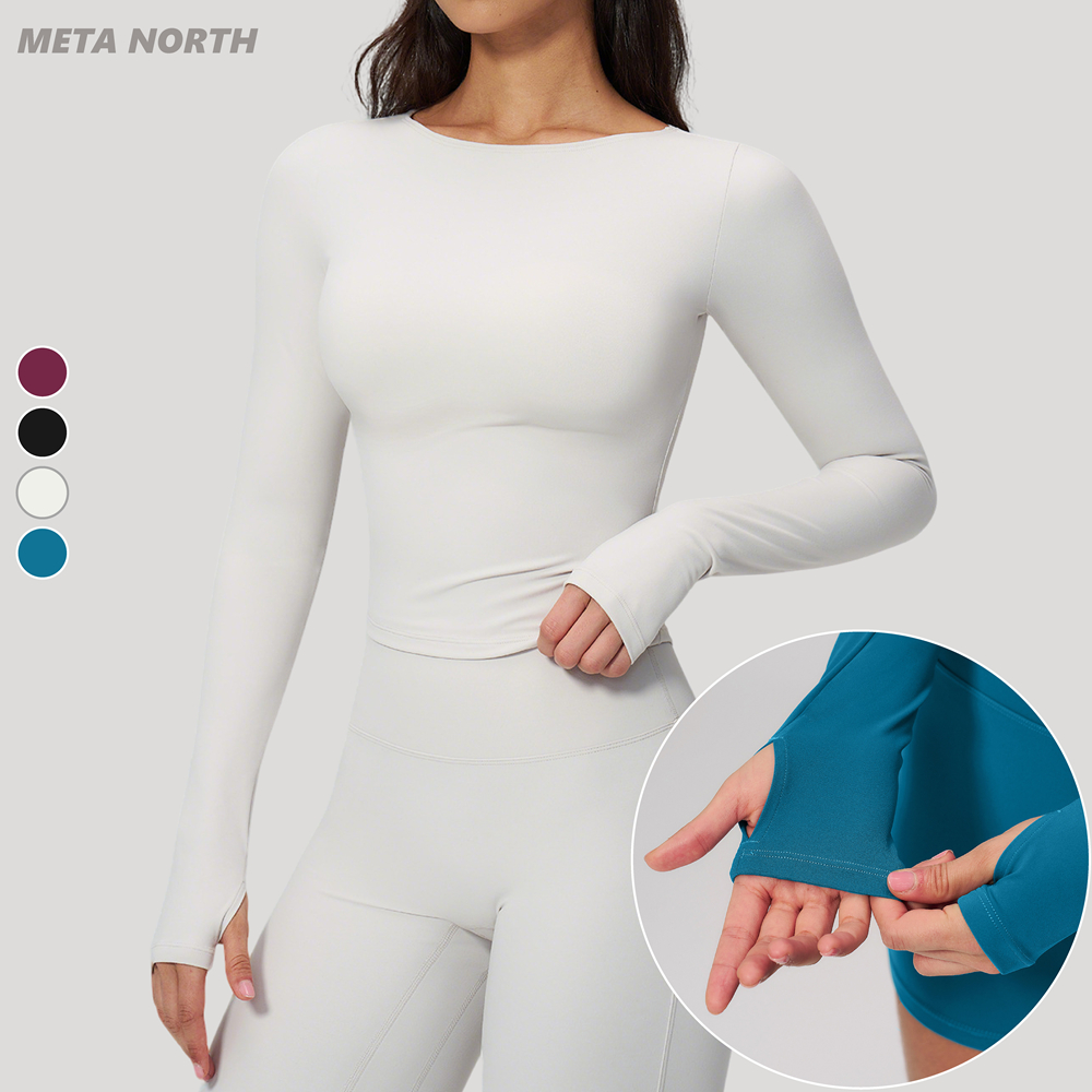 Breathable Sports Long Sleeve Women Gym Tops Fitness High Quality Blank Nude Quick Dry Active Compression Slim Fit Yoga Crop Top