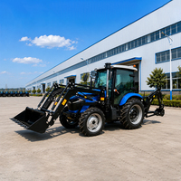 Traktor Mini Diesel Hidrolik 4 Roda Penggerak Pertanian 4x4 Traktor Kompak Loader Backhoe Dengan Kabin