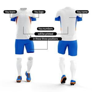 Groothandel Jeugdvoetbal Jersey Wit En Blauw Voetbaluniform Sportkleding Voor Voetbalclubkleding - Product Image 3