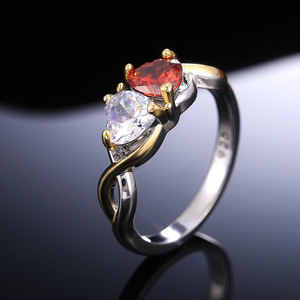 Bague en cristal en forme de cœur F434, argent 925 plaqué or 18 carats, sertissage à griffes, bagues de fiançailles pour femmes - Product Image 3