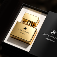 Vente flash - Flacon de parfum carré de luxe en verre - Flacon de parfum en verre plaqué or - 30 ml - Flacon de parfum de luxe avec boîte et couvercle