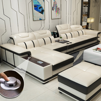 Canapé multifonctionnel de style moderne, canapé en L à un siège, combinaison de canapés avec fauteuil de massage, ensemble de canapés en cuir avec haut-parleur