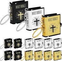 Porte-clés miniature Bible, véritables chaînes de clés Bibliales, pendentifs pour sacs à main, cadeaux de Noël, souvenirs religieux, couverture de Bible noire, argentée, dorée