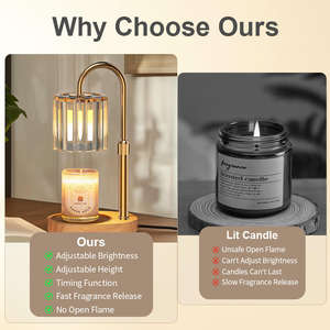 Lampe chauffe-bougie électrique en verre avec base en bois réglable en hauteur, lampe de table pour la maison, décoration, fusion de <span class=keywords><strong>cire</strong></span>, aromathérapie - Product Image 5