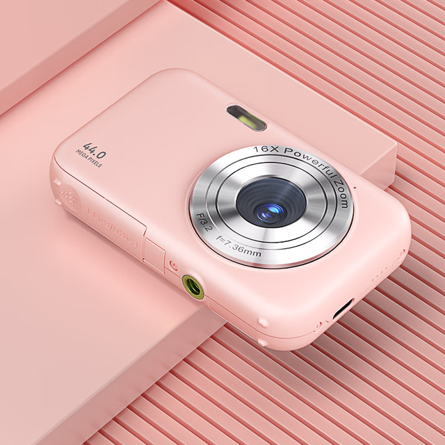 16X Digital Zoom FHD 1080P 44MP Portable Mini Camera with 2.4" Display & LED Flashlight for Kids Boys Girls CMOS Sensor