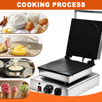 Machine à gaufres commerciale à tête unique pour cornets de crème glacée, plaque antiadhésive, contrôle de la température et du minuterie, en acier inoxydable, OEM, vente en gros pour les boutiques de desserts et les cafés