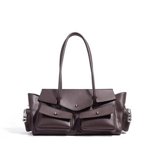 Bolso de Hombro de Cuero Vacuno de Primera Capa, Color Marrón Oscuro, Retro, Premium, con Múltiples Bolsillos, Gran Capacidad, para Viajes Diarios, Personalización OEM - Product Image 1