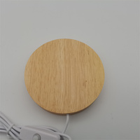 2022 USB LED Tisch Lampe Base de lumière en bois de hêtre avec affichage de support acrylique 3D pour le salon Tailles moyennes