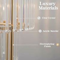 Support floral de mariage moderne à 3 niveaux, design suspendu, en métal doré et cristal, pour décoration de scène