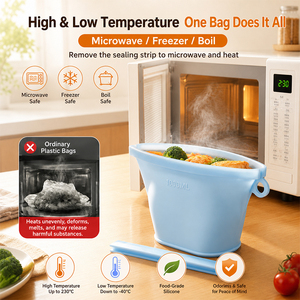 Sacs de conservation en silicone réutilisables, de marque, brevetés, de qualité alimentaire, sans BPA, 500 ml, 1000 ml, 1500 ml, compatibles lave-vaisselle - Product Image 2