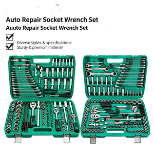 Set Perkakas Perbaikan Mobil 216 PCS, Kunci Ring Ratchet 24 Gigi 1/2 Drive, Kit Perkakas Soket 37 PCS - Product Image 1