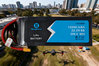 Sinxpower OEM FPV Baterai Solid State LiCoO2 6S 22.2V 12000mAh Kapasitas Tinggi Tingkat Pengosongan 25C Garansi 12 Bulan 800 Siklus
