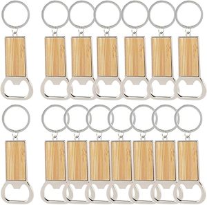 Wooden Bottle Opener DIY Blank Wood Keychain Metal Bottle Opener Mini Pocket for Favors Wedding Supplies Custom <b>Presents</b> Crafts - Product Image 1