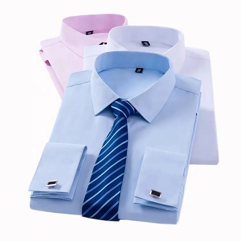 men's classic french cuff dress shirts long sleeve shirt with cufflinks