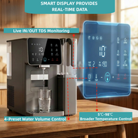 Depuratore d'acqua RO da banco con fabbricatore di ghiaccio, sistema a osmosi inversa intelligente da tavolo, senza installazione, display TDS, distributore di acqua potabile