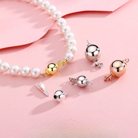 2 Set/lot Plaqué Or/Or Rose S925 Sterling Silver Ball Pin Spring Clasp Pearl Bead Connecting Clasp for DIY Jewelry Making
