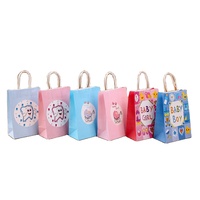 Cartoon Cute White Kraft Paperboard Gift Bag Hand Length Offset Printing Recycled Baby Shower Christian Baptism Clothing Craft