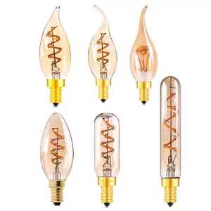 Romantic Yellow Warm T25 T20 C32 C35 3Watt 220V E14 Spiral Filament Led BulbsためHotel Home Chandelier Lighting装飾