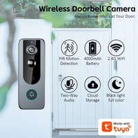 Sonnette de porte avec batterie Tuya pour la sécurité à domicile ou en entreprise, avec vision en direct, conversation bidirectionnelle, détection de mouvement, alertes, caméra Wifi avec batterie