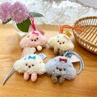 En gros Porte-clés en peluche nuage moelleux Kawaii, mini pendentif rose doux et mignon, motif chaussures en dentelle, breloque de sac personnalisable avec logo pour filles, cadeau