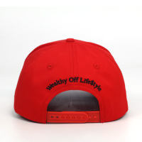 Casquette de baseball brodée 5 panneaux personnalisée en coton beige et rouge avec logo sur mesure pour adultes – Idéale pour mariages
